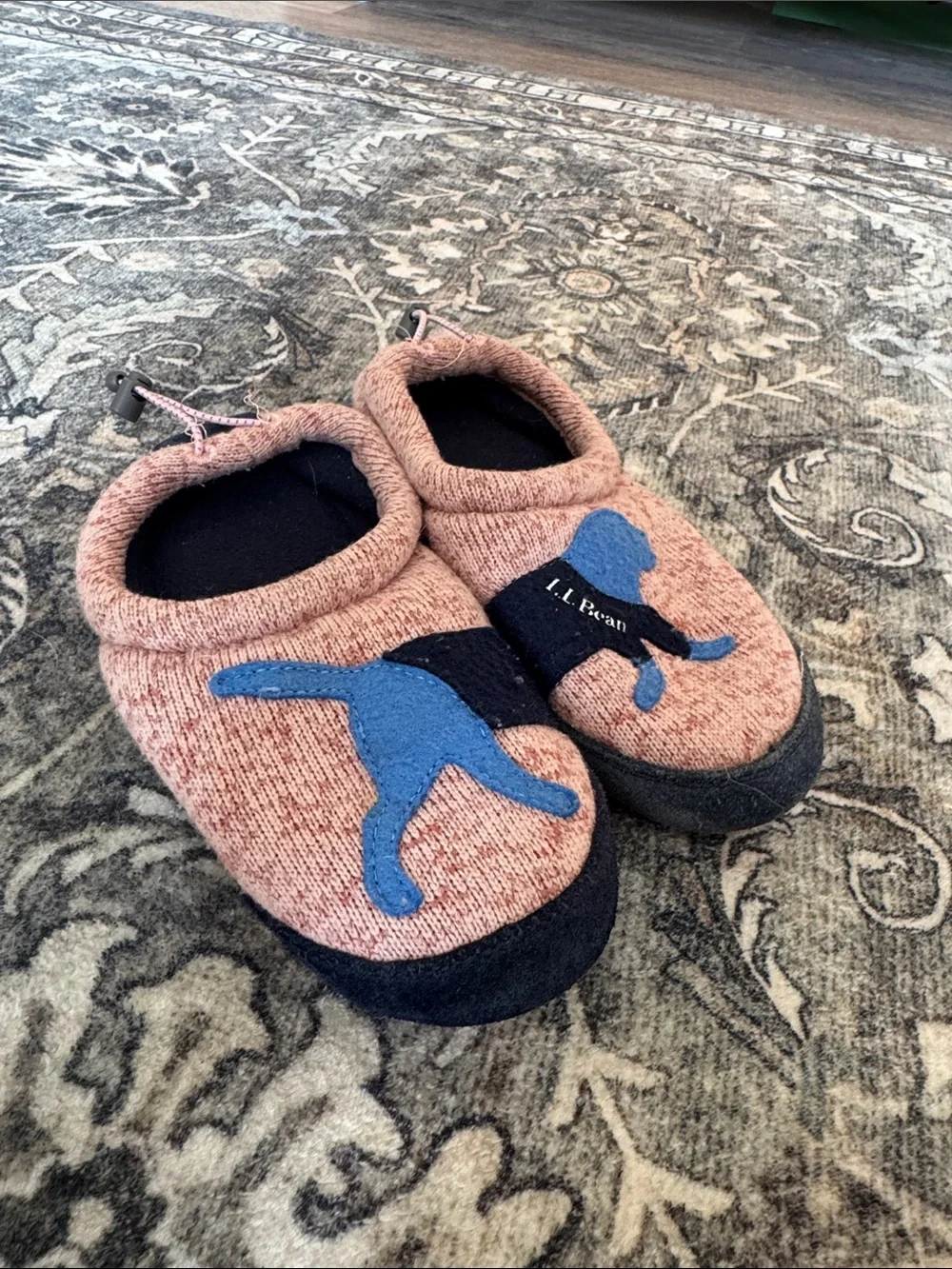 L.L. Bean Kids' Pink Slipper Shoes with Blue Dog Motif